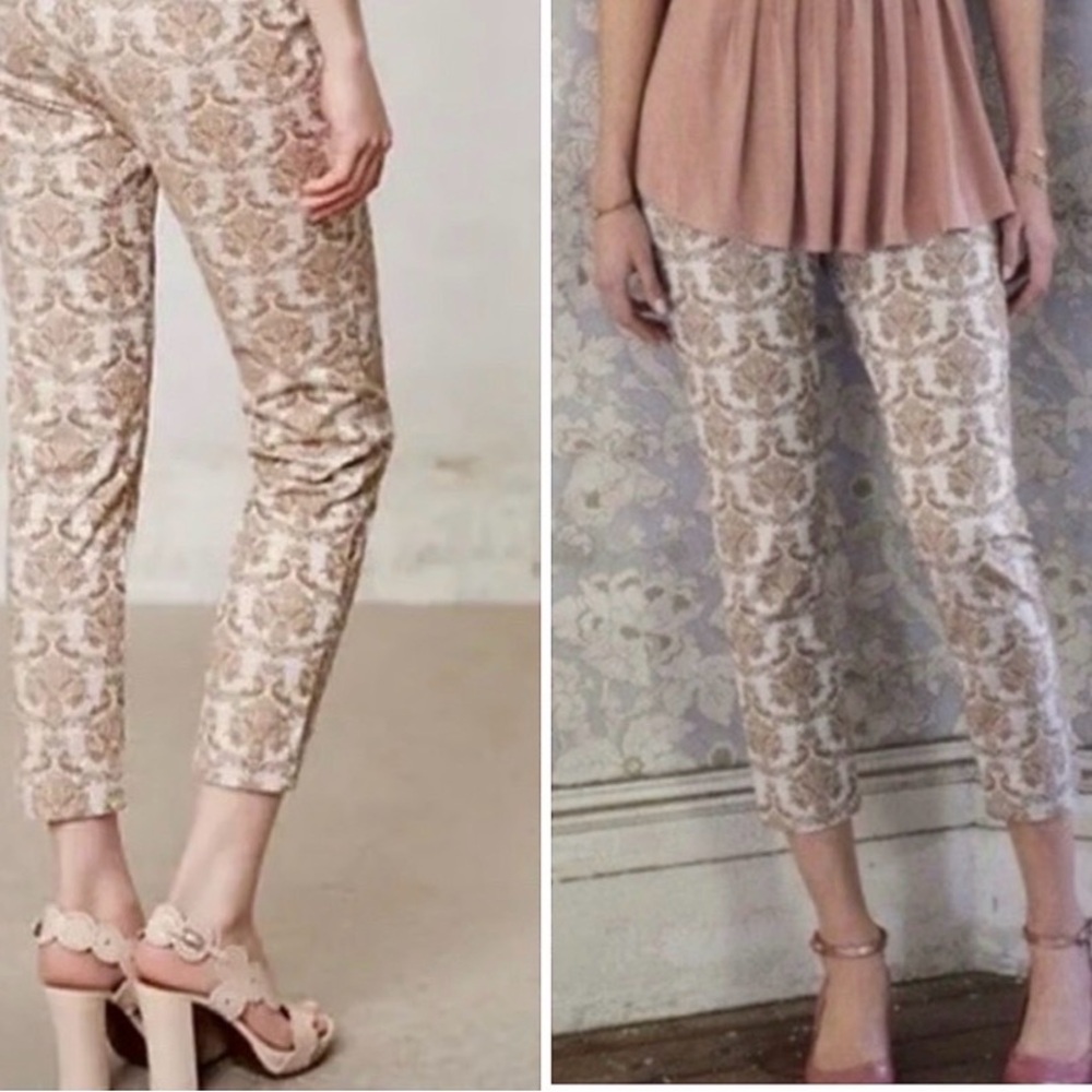 Cartonnier Tan Floral Ankle Pants